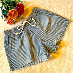 NWT Aerie Chambray Striped Denim Drawstring Shorts, Sz XS